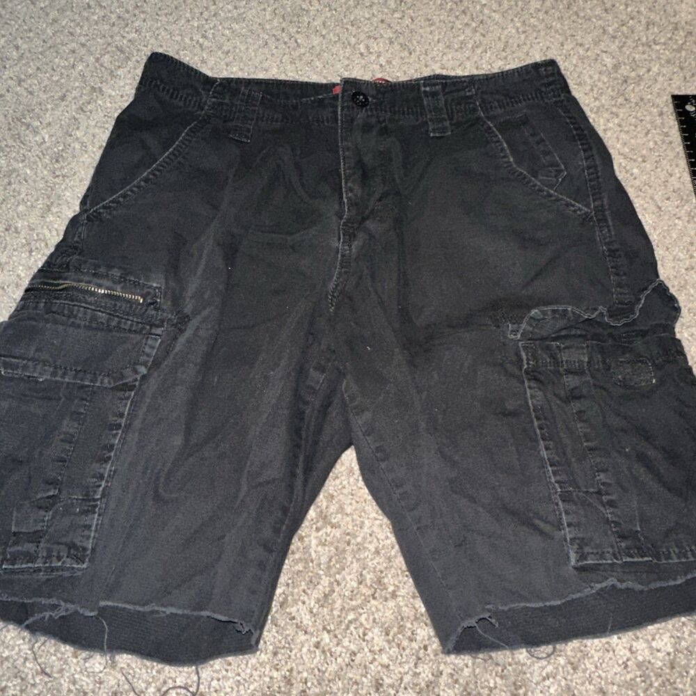 Lee DUNGAREES Black Y2K Vintage Men Cargo shorts Size 30 Distressed Ripstop
